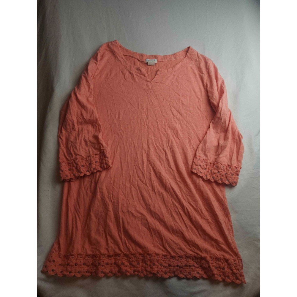 Sun Moda California Top Womens M Orange Resortwear Boho Chic Coastal Grandma USA